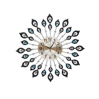 Thumbnail for Artiss 60cm Wall Clock Large 3D Peacock Crystal Silver