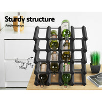 Thumbnail for Artiss Wine Rack 20 Bottle Black