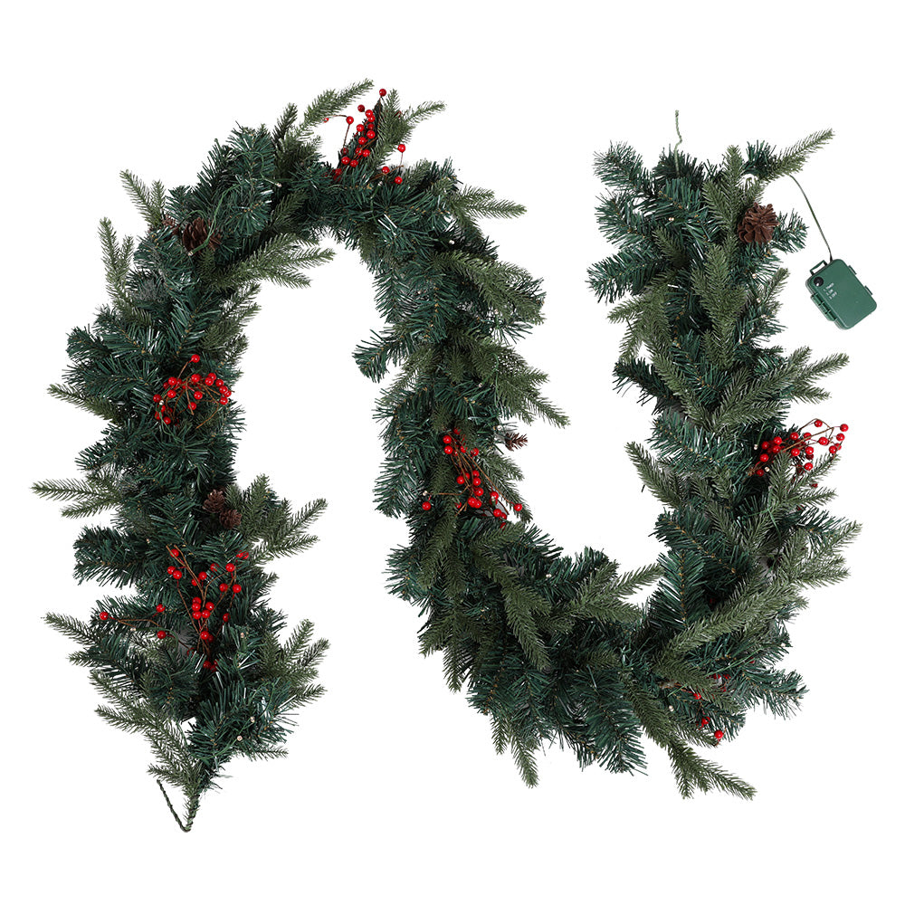 Jingle Jollys 2.4m Christmas Garland with LED Lights Decorations Xmas Party