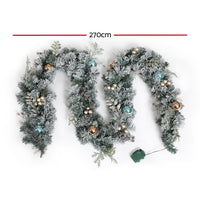 Thumbnail for Jingle Jollys 2.7m Christmas Garland with LED Lights Snowy Decoration Xmas Party