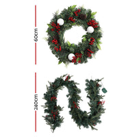 Thumbnail for Jingle Jollys Christmas Garland with Wreath Set LED Lights Xmas Tree Decor