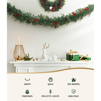 Thumbnail for Jingle Jollys Christmas Garland with Wreath Set LED Lights Xmas Tree Decor