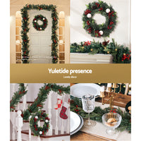 Thumbnail for Jingle Jollys Christmas Garland with Wreath Set LED Lights Xmas Tree Decor