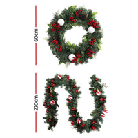 Thumbnail for Jingle Jollys Christmas Garland with Wreath Set Ornaments Xmas Tree Decor