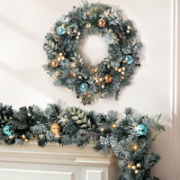 Thumbnail for Jingle Jollys 2.7m Christmas Garland with Wreath Set LED Lights Snowy Xmas Decor