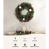 Thumbnail for Jingle Jollys 2FT 60CM Christmas Wreath with Decor Xmas Tree Decoration