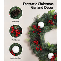 Thumbnail for Jingle Jollys 2FT 60CM Christmas Wreath with Decor Xmas Tree Decoration