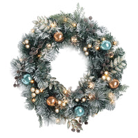 Thumbnail for Jingle Jollys 60cm Christmas Wreath with LED Lights Snowy Garland Xmas Decor