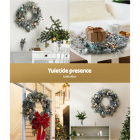 Thumbnail for Jingle Jollys 60cm Christmas Wreath with LED Lights Snowy Garland Xmas Decor