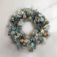 Thumbnail for Jingle Jollys 60cm Christmas Wreath with LED Lights Snowy Garland Xmas Decor