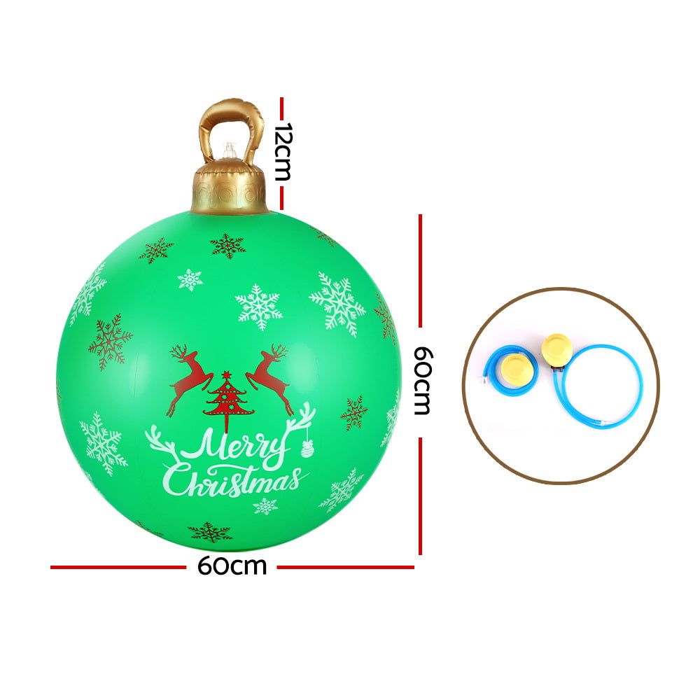 Jingle Jollys Christmas Inflatable Ball Bauble 60cm Outdoor Decoration Green