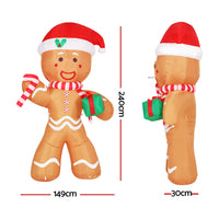 Thumbnail for Jingle Jollys Christmas Inflatable Gingerbread Man 2.4M Illuminated Decorations