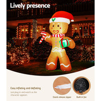 Thumbnail for Jingle Jollys Christmas Inflatable Gingerbread Man 2.4M Illuminated Decorations