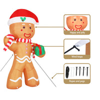 Thumbnail for Jingle Jollys Christmas Inflatable Gingerbread Man 2.4M Illuminated Decorations