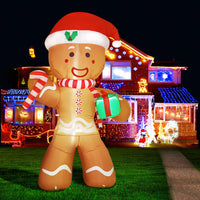 Thumbnail for Jingle Jollys Christmas Inflatable Gingerbread Man 2.4M Illuminated Decorations