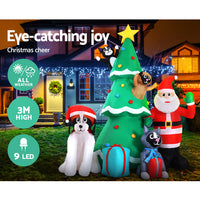Thumbnail for Jingle Jollys Christmas Inflatable Santa Tree 3M Illuminated Decorations