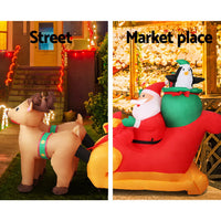 Thumbnail for Jingle Jollys Christmas Inflatable Santa Sleigh 2.2M Illuminated Decorations