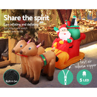 Thumbnail for Jingle Jollys Christmas Inflatable Santa Sleigh 2.2M Illuminated Decorations