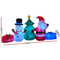 Thumbnail for Jingle Jollys Christmas Inflatable Tree Snowman 2.7M Illuminated Decorations