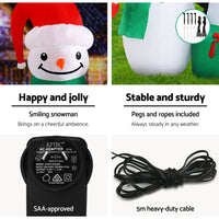 Thumbnail for Jingle Jollys Christmas Inflatable Snowman 1.8M Illuminated Decorations