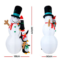 Thumbnail for Jingle Jollys Christmas Inflatable Snowman 2.4M Illuminated Decorations