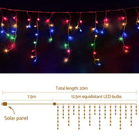 Thumbnail for Jingle Jollys 12.5M Solar Christmas Lights Icicle String Light Multi Colour