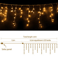 Thumbnail for Jingle Jollys 12.5M Solar Christmas Lights Icicle String Light Warm White