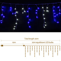 Thumbnail for Jingle Jollys 20M Christmas Lights Icicle Light 800 LED Blue White Decor