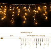 Thumbnail for Jingle Jollys 20M Christmas Lights Icicle Light 800 LED Warm White Decor