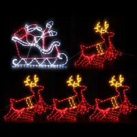 Thumbnail for Jingle Jollys Christmas Lights Reindeer Sleigh 806 LED Decorations