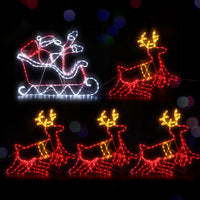 Thumbnail for Jingle Jollys Christmas Lights Reindeer Sleigh 806 LED Decorations