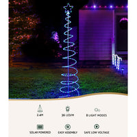 Thumbnail for Jingle Jollys Solar Christmas Tree 2.4m Motif Lights 8 Modes Multi Colour