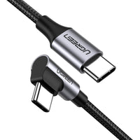 Thumbnail for UGREEN USB-C to Angled USB 2.0 C M/M Round Cable Aluminum Shell Nickel Plating 2m (Gray Black) 50125
